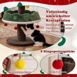 Kačių draskyklė-laipyklė Kalėdų eglutės dizaino su jaukia landa ir plačiu pagrindu (Žalia) – Paveikslėlis 3
