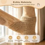 Kačių draskyklė-namelis aukštas medinis su guoliu ir stebėjimo platforma 105 cm (Smėlio spalva) – Paveikslėlis 4