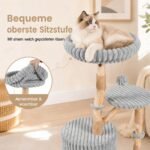 Kačių draskyklė natūralaus medžio su guoliu 105 cm aukščio (Pilka) – Paveikslėlis 4