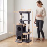 Kačių medis 132 cm su dvigubu urvu, sizalio stulpeliais ir platformomis – Paveikslėlis 3