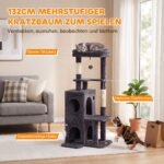 Kačių medis 132 cm su dvigubu urvu, sizalio stulpeliais ir platformomis – Paveikslėlis 4