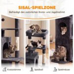 Kačių medis 132 cm su dvigubu urvu, sizalio stulpeliais ir platformomis – Paveikslėlis 7