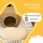 Kačių namelis dviejų aukštų, ratano, su minkšta pagalvėle – Paveikslėlis 6