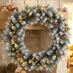 Kalėdinis vainikas 60 cm, su 50 LED lempučių, kankorėžiais ir 8 šviesos režimais – Paveikslėlis 8