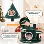 Katėms skirta kalėdinė draskyklė-namelis su 3 platformomis (Žalia) – Paveikslėlis 3