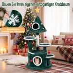 Katėms skirta kalėdinė draskyklė-namelis su 3 platformomis (Žalia) – Paveikslėlis 5
