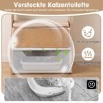 Katės tualeto slėptuvė moderni su integruotu stelažu (Natūrali + Balta) – Paveikslėlis 5