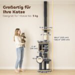 Katinų draskyklė iki lubų 225–255 cm su 5 aukštais ir hamaku – Paveikslėlis 3