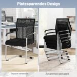 Lankstoma kėdė su porankiais ergonomiška 4 vnt. (Juoda) – Paveikslėlis 3
