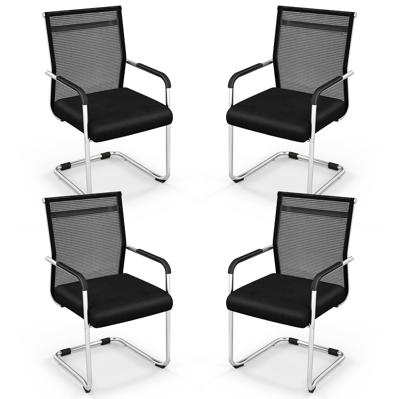 Lankstoma kėdė su porankiais ergonomiška 4 vnt. (Juoda) Lankstoma kėdė su porankiais ergonomiška 4 vnt. (Juoda)