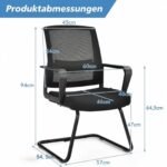 Lankytojų kėdė ergonomiška su juosmens atrama ir porankiais (Juoda) – Paveikslėlis 2