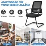 Lankytojų kėdė ergonomiška su juosmens atrama ir porankiais (Juoda) – Paveikslėlis 3