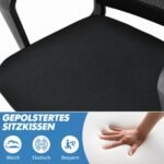 Lankytojų kėdė ergonomiška su juosmens atrama ir porankiais (Juoda) – Paveikslėlis 5