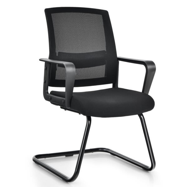 Lankytojų kėdė ergonomiška su juosmens atrama ir porankiais (Juoda)