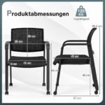 Lankytojų kėdžių komplektas ergonomiškas su ratukais (Juoda) – Paveikslėlis 2
