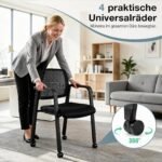 Lankytojų kėdžių komplektas ergonomiškas su ratukais (Juoda) – Paveikslėlis 3