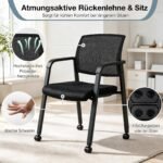 Lankytojų kėdžių komplektas ergonomiškas su ratukais (Juoda) – Paveikslėlis 4