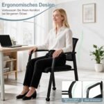 Lankytojų kėdžių komplektas ergonomiškas su ratukais (Juoda) – Paveikslėlis 5