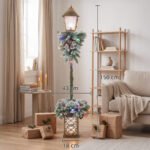 Lauko kalėdinis žibintas su LED, snieguotais spygliais, kankorėžiais ir uogomis – Paveikslėlis 3