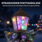 Lauko kalėdinis žibintas su LED, snieguotais spygliais, kankorėžiais ir uogomis – Paveikslėlis 5