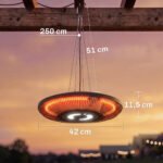 Lauko pakabinamas infraraudonųjų spindulių šildytuvas su LED, 2000 W ir pulteliu – Paveikslėlis 3