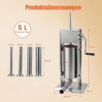 Mechaninis vertikalus dešrų kimštuvas su 5L talpa ir 2 greičiais (Sidabrinė) – Paveikslėlis 2