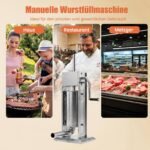 Mechaninis vertikalus dešrų kimštuvas su 5L talpa ir 2 greičiais (Sidabrinė) – Paveikslėlis 3