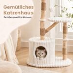Medinė kačių draskyklė elegantiška su urvu 105 cm aukščio (Smėlio) – Paveikslėlis 4