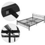 Metalinė lova 160x200 cm su grotelėmis juoda – Paveikslėlis 8