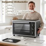 Mini krosnelė 46 l su konvekcija, grilio iešmu ir laikmačiu – Paveikslėlis 3