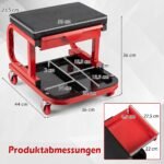 Mobilus darbo suolelis su ratukais įrankių saugykla ir iki 150 kg apkrova (Raudona ir juoda) – Paveikslėlis 2