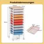 Mobilus stalčių vežimėlis su 10 stalčių ir medžio imitacijos viršumi (Macaron spalvų) – Paveikslėlis 2