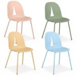 Modernus valgomojo kėdžių komplektas (4 vnt.) su ergonomišku atlošu (Įvairiaspalvė)