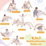 Montessori laipiojimo ir žaidimų rinkinys 8in1 medinis sulankstomas (Natūrali) – Paveikslėlis 3