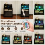 Naktiniai staliukai su LED apšvietimu ir įkrovimo stotele (2 vnt.) (Juoda) – Paveikslėlis 3