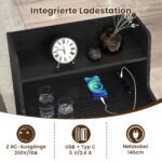 Naktiniai staliukai su LED apšvietimu ir įkrovimo stotele (2 vnt.) (Juoda) – Paveikslėlis 4