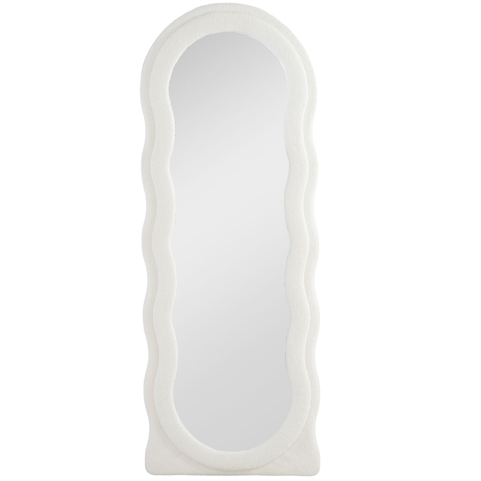 Pastatomas viso kūno veidrodis su banguotu rėmu ir minkštu pliušu