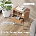 Rataniniai naktiniai staliukai su stalčiumi ir atvira lentyna 2 vnt. komplektas (Natūrali) – Paveikslėlis 4