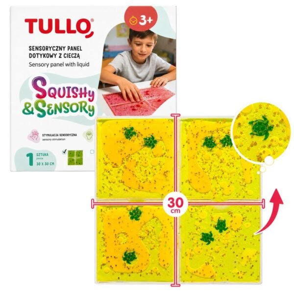 Sensorinis panelis su judančiu geltonu skysčiu 30x30 cm