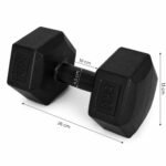 Šešiakampiai hanteliai treniruotėms 2x5 kg juodi – Paveikslėlis 9