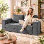 Sofa-lova 4-in-1 su porankiais ir 154 cm pločio miegamąja dalimi – Paveikslėlis 10