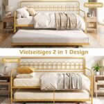 Sofa-lova dviaukštė metalinė išskleidžiama su ištraukiamu pagrindu (Auksinė) – Paveikslėlis 3