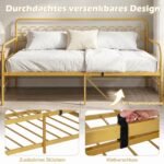 Sofa-lova dviaukštė metalinė išskleidžiama su ištraukiamu pagrindu (Auksinė) – Paveikslėlis 5