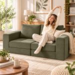 Sofa-lova išskleidžiama 4-in-1 su 154 cm miegamąja vieta ir pagalvėmis – Paveikslėlis 10