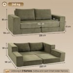 Sofa-lova išskleidžiama 4-in-1 su 154 cm miegamąja vieta ir pagalvėmis – Paveikslėlis 3