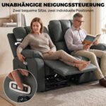 Sofa-reglaineris dvivietis, elektrinis, su masažo, šildymo funkcijomis ir USB – Paveikslėlis 4