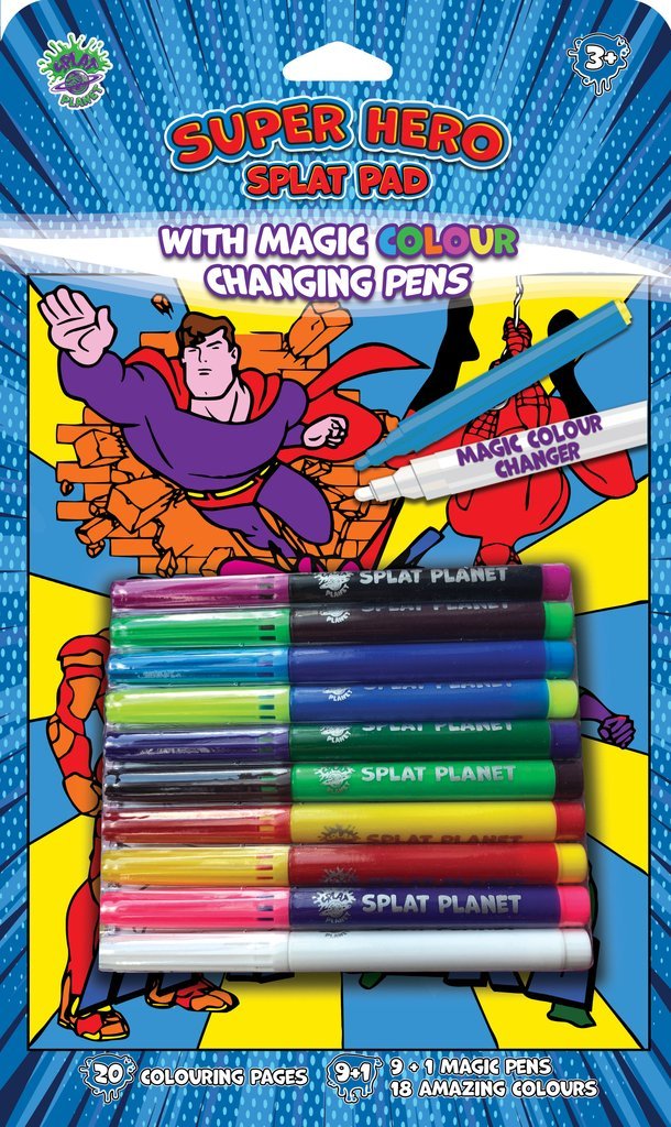 Splat Planet magiška spalvinimo knygelė SUPER HEROJAI Splat Planet magiška spalvinimo knygelė SUPER HEROJAI