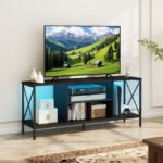 TV staliukas modernus su LED apšvietimu ir didele talpa (Juoda) – Paveikslėlis 2