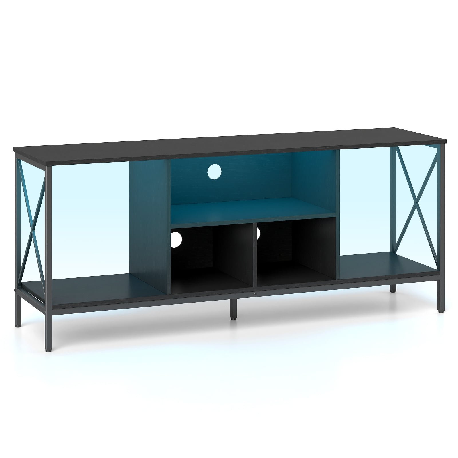 TV staliukas modernus su LED apšvietimu ir didele talpa (Juoda) TV staliukas modernus su LED apšvietimu ir didele talpa (Juoda)