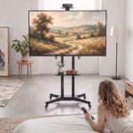 TV stovas 32-75 colių, su ratukais, reguliuojamo aukščio ir lentynėlėmis – Paveikslėlis 8